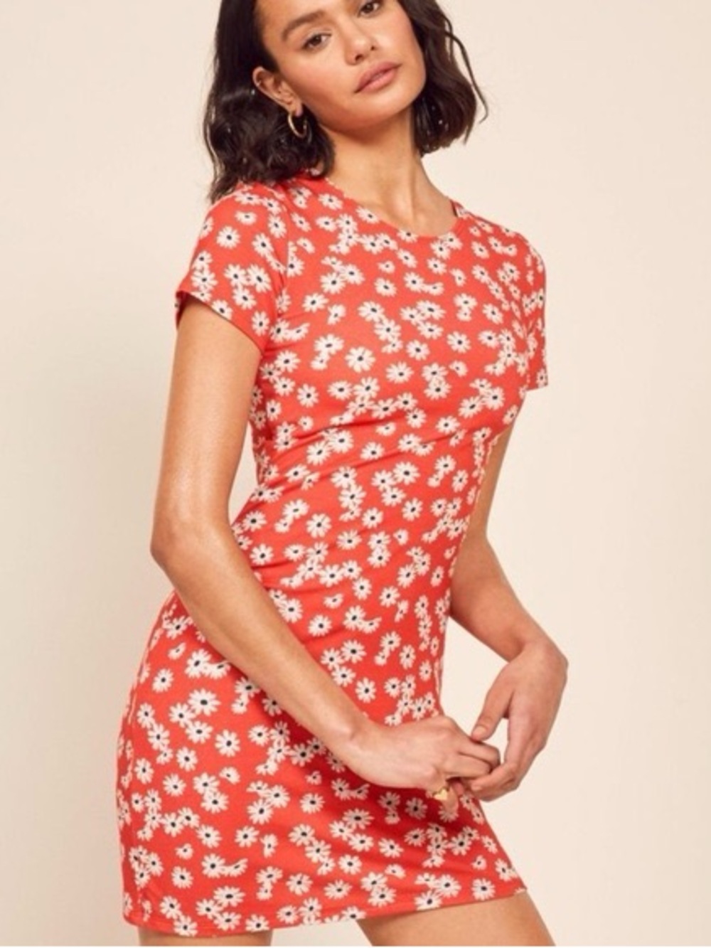 Reformation Floral Short Sleeve Daisy Mini Dress